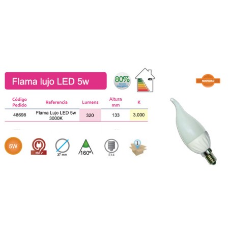 Bombilla Flama lujo LED 5W E14 luz cálida