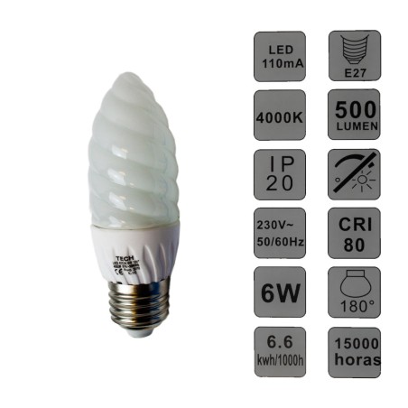 Bombilla E27 antorcha led 5w 4000k