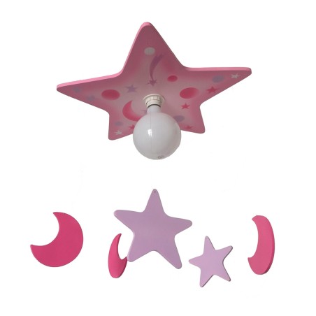 Lámpara colgante Estrellas lunas rosa
