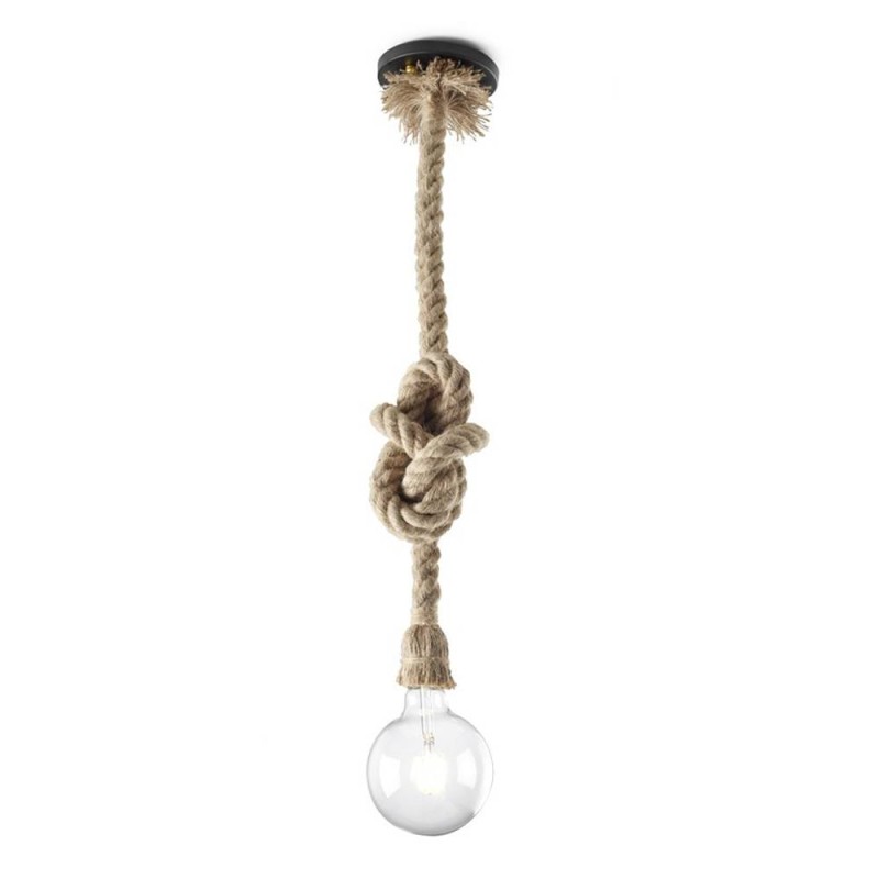 Lampara de techo colgante Cuerda marrón claro 1XE27 estilo rústico 150cm largo