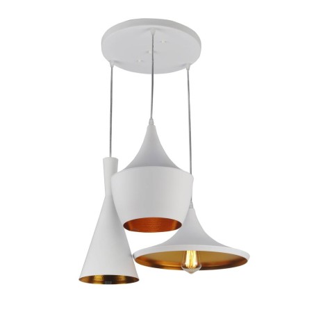 Lámpara de techo colgante  Claris 3L 3xE27 acabado blanco y dorado estilo moderno 60cm Ø