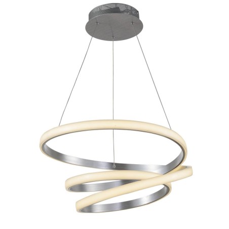 Lámpara de techo colgante Rizo LED 96w 3500k integrado acabado plata estilo moderno aluminio plata 50cm Ø