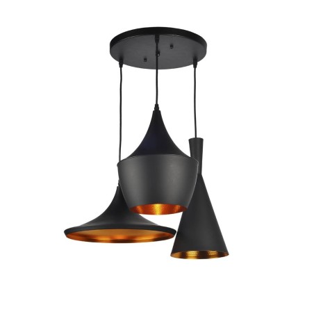 Lámpara de techo colgante  Claris 3L 3xE27 acabado negro y dorado estilo moderno 60cm Ø