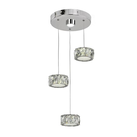 Lámpara de techo colgante Elegance 3L LED 27w 4000k integrado acabado cromo y cristal estilo moderno 25cm Ø