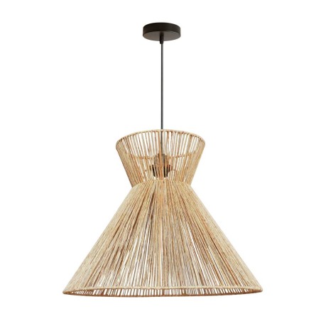 Lámpara de techo colgante Place 1xE27 acabado metal negro y fibra natural estilo nórdico 50cm Ø