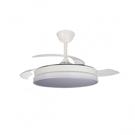Ventilador de techo Aria blanco LED integrado 45w 3CCT acabado blanco estilo moderno aspas plegables motor DC 106cm Ø