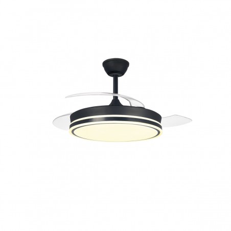 Ventilador de techo Aria negro LED integrado 45w 3CCT acabado negro estilo moderno aspas plegables motor DC 106cm Ø