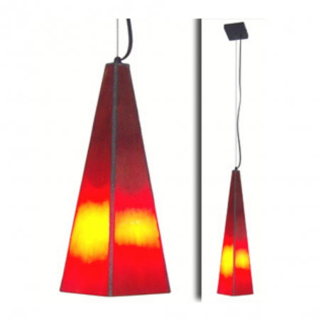 Lámpara colgante prisma rojo 10x10x50cm