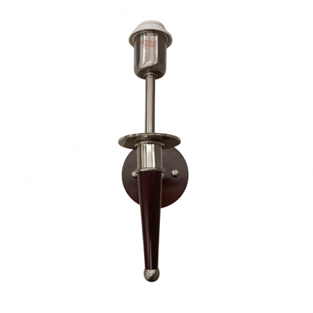 Aplique de pared  Bobinga estilo antorcha – madera y metal 1XE27 Sin pantalla