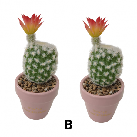 Pack de 2 macetas decorativas con cactus artificial