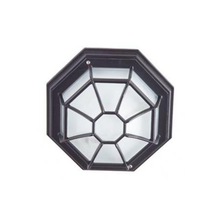 Plafón de techo Seto 1xE27 acabado negro estilo clásico IP44 uso exterior