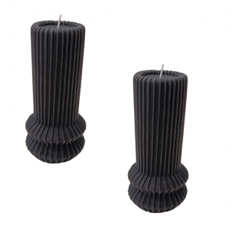 Pack 2 Cirios rayados negros – 8 × 17 cm