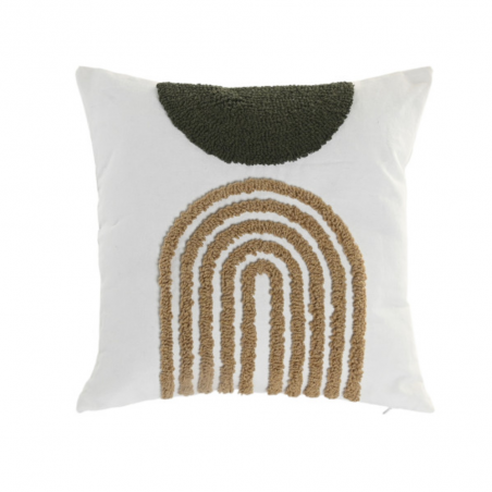 Cojín poliéster 45×45 cm – blanco con aplicaciones en relieve relleno incluido