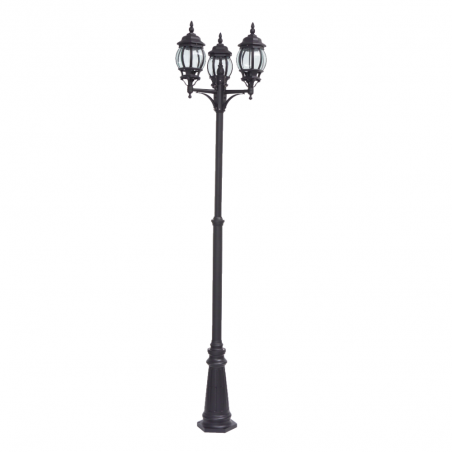 Farola Góndola 3l negro 3xE27 acabado negro estilo clásico IP44 para uso en exterior