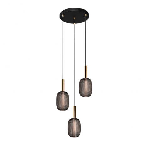 Lámpara de techo colgante Micrón 3L LED 15w 3000k acabado negro / oro