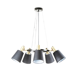 Lámpara de techo colgante Gisela 5xE27 acabado negro / latón