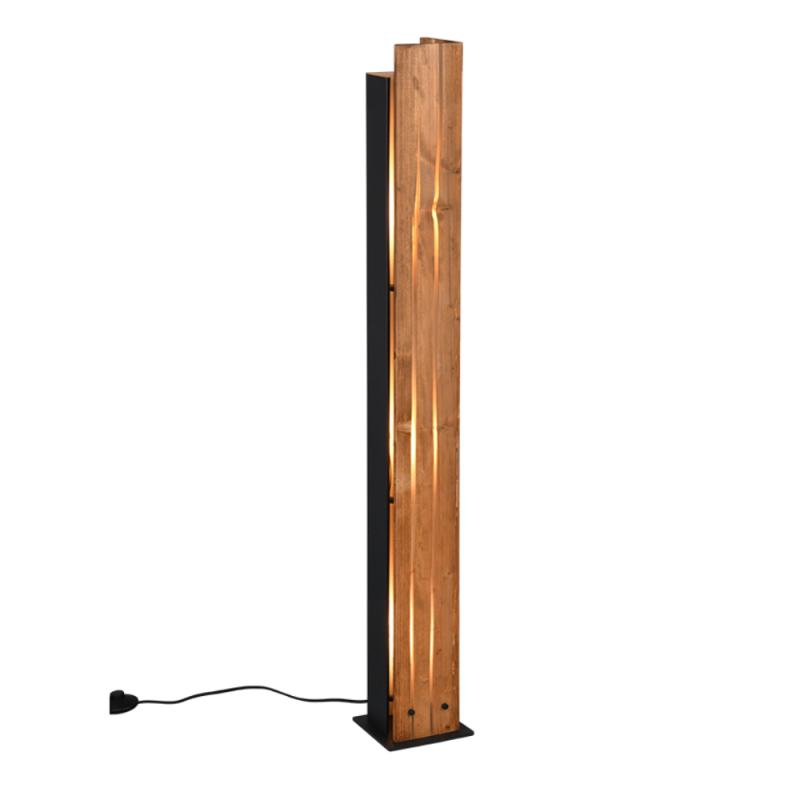 Lámpara de pie Karuni 3xE27 acabado madera natural