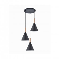 Lámpara de techo colgante Cala 3xE27 acabado negro