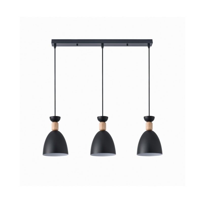 Lámpara de techo colgante Cloe 3xE27 acabado metal negro