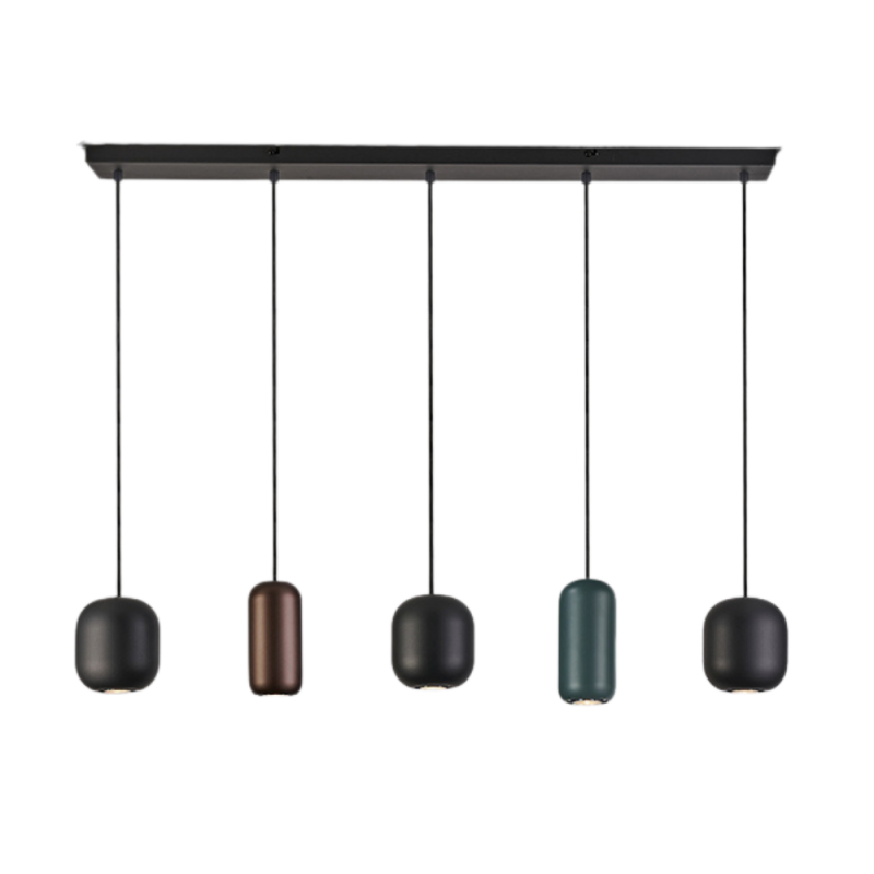 Lámpara de techo colgante Nimes 5xGU10 acabado negro / colores