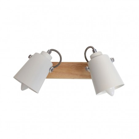 Regleta focos superficie Dera 2xE14 acabado blanco / madera