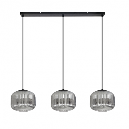 Lámpara de techo colgante Nara Lineal 3xE27 acabado negro / fumé