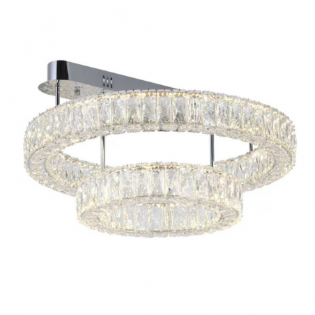 Plafón de techo Vivi Doble LED 243w 3CCT acabado cromo estilo moderno 60cm Ø