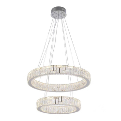 Lámpara de techo colgante Enna Doble LED 265w 3CCT integrado acabado cromo estilo moderno 60cm Ø