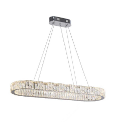 Lámpara de techo colgante Enna Ovalada LED 192w 3CCT acabado cromo estilo moderno