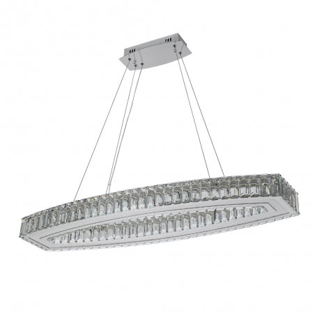 Lámpara de techo colgante Graz Rectangular LED 58w 3CCT acabado cromo estilo moderno