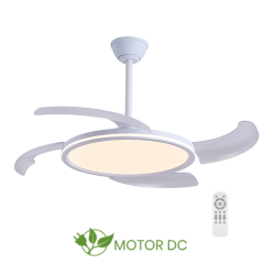 Ventilador de techo Key Plus LED 43+15w 3CCT integrado acabado blanco estilo moderno motor DC 106cm Ø