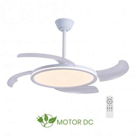 Ventilador de techo Key Plus LED 43+15w 3CCT integrado acabado blanco estilo moderno motor DC 106cm Ø