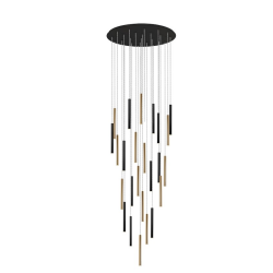 Lámpara de techo colgante Varas 25L LED 125w 3000k acabado negro / oro estilo moderno dimable 90cm Ø