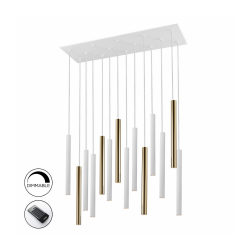 Lámpara de techo colgante Varas 14L LED 70w 3000k acabado blanco / oro estilo moderno dimable