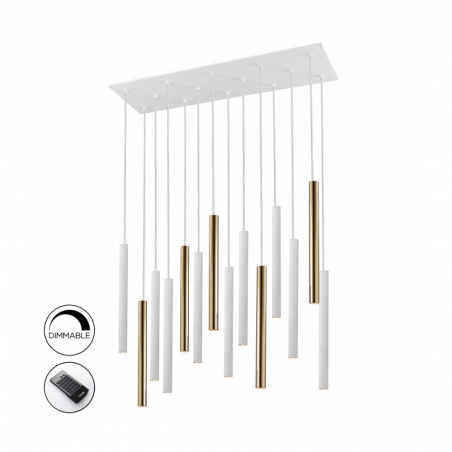 Lámpara de techo colgante Varas 14L LED 70w 3000k acabado blanco / oro estilo moderno dimable