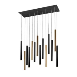 Lámpara de techo colgante Varas 14L LED 70w 3000k acabado negro / oro estilo moderno dimable + mando a distancia