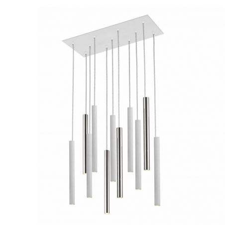 Lámpara de techo colgante Varas 11L LED 55w 3000k acabado blanco  / cromo estilo moderno dimable