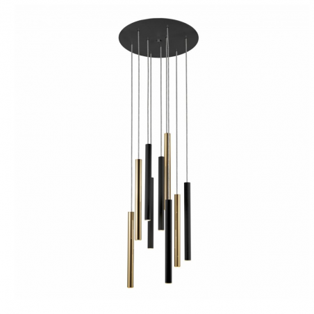 Lámpara de techo colgante Varas 9L LED 45w 3000k acabado negro / oro estilo moderno dimable 42cm Ø