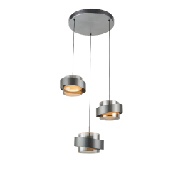 Lámpara de techo colgante Bamberg Circular LED 3x8w 3000k acabado gris estilo moderno 55cm Ø