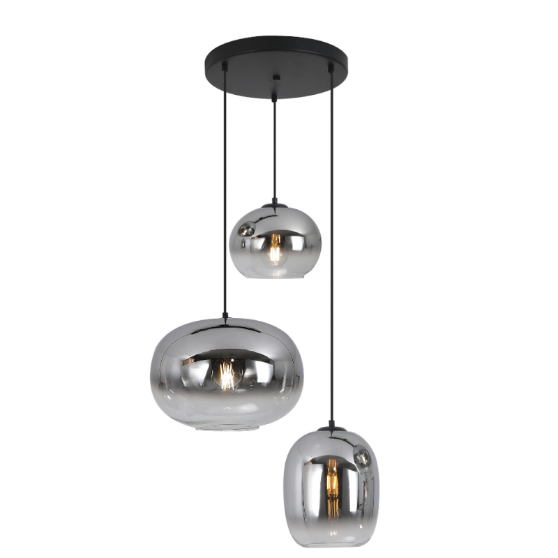Lámpara de techo colgante Laxe 3xE27 acabado negro / ahumado estilo moderno 50cm Ø