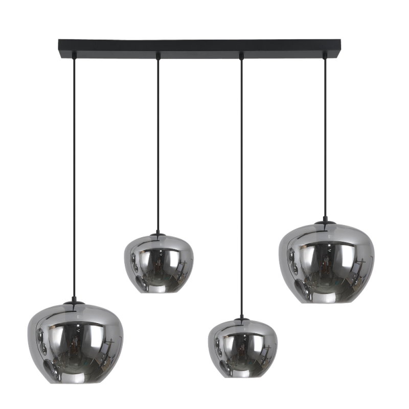 Lámpara de techo colgante Ribadeo Lineal 4xE27 acabado negro / ahumado estilo moderno
