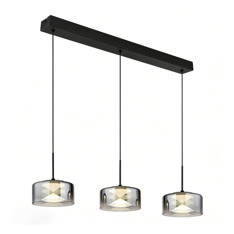 Lámpara de techo colgante Triora 3L LED 18w 4000k integrado acabado negro estilo moderno