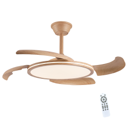 Ventilador de techo Key Plus LED 43+15w 3CCT integrado acabado madera estilo moderno motor DC 106cm Ø