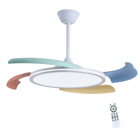 Ventilador de techo Key Plus LED 43+15w 3CCT integrado acabado colores estilo moderno motor DC 106cm Ø