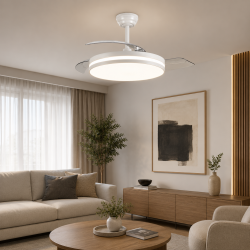 Ventilador de techo Estrella  LED 60w 3CCT integrado acabado blanco estilo moderno aspas plegables motor DC 106cm Ø