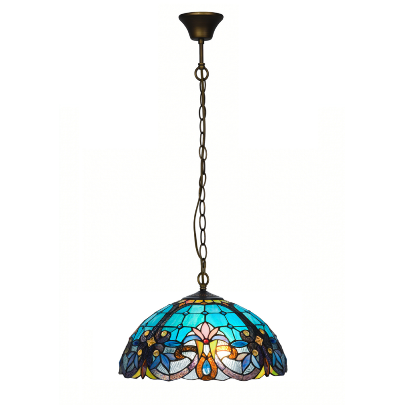 Lámpara de techo colgante Floral 2xE27 acabado Tiffany estilo clásico 40cm Ø