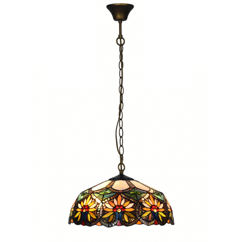 Lámpara de techo colgante Flores 2xE27 acabado Tiffany estilo clásico 40cm Ø