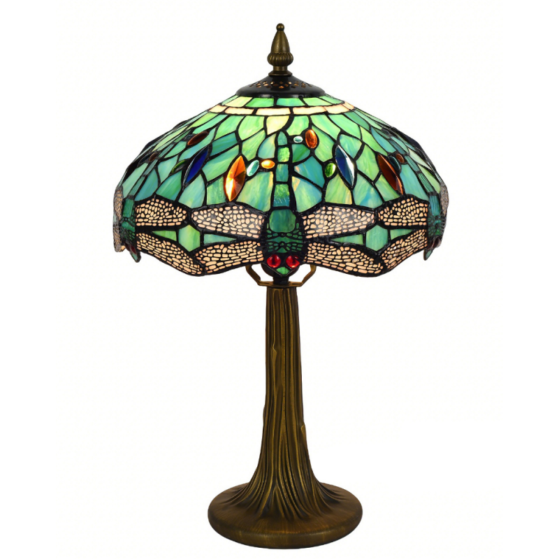 Lámpara de sobremesa Libélulas 1xE27 acabado Tiffany estilo clásico 30cm Ø