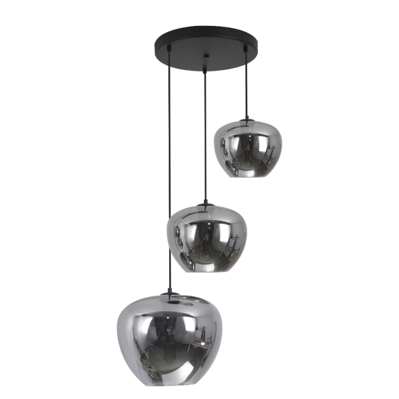 Lámpara de techo colgante Ribadeo 3xE27 acabado negro / ahumado estilo moderno