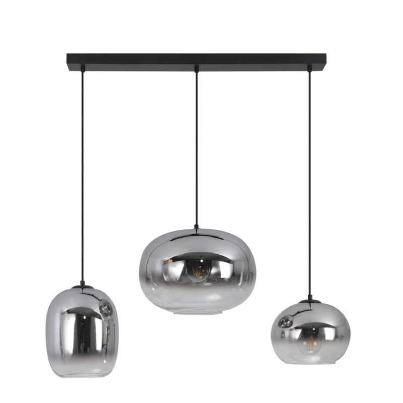Lámpara de techo colgante Laxe Lineal 3xE27 acabado negro / ahumado estilo moderno